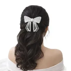 GENERICO - Pinza Gancho Elegante Con Brillos Para Cabello - Plateada