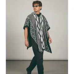 GENERICO - Ruana Poncho Hombre Caballero Tejida Liviana Urbana Con Capota