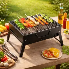 GENERICO - Parrilla Portátil a Carbón con Rejilla Plegable para BBQ