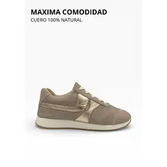 CALZADO BONT - Tenis Beige 100% cuero Deportivo Mujer Lucca Bont