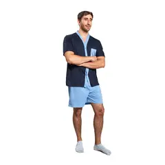 ROMANELLA - Pijama de short Tomas CC para hombre abierta - azul