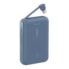 BELKIN - Batería Externa 10000 mAh 20W con Cable USB-C Integrado BPB021FQBL Azul