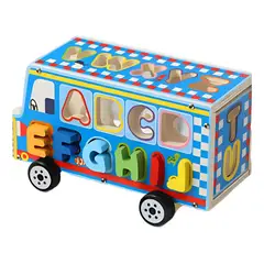 JUGANDO Y EDUCANDO - Bus Multifuncional Para Encajar En Madera Para Niños