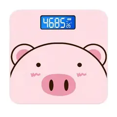 AMERICAN GENERICS - Báscula Digital Recargable Cerdito 180kg Vidrio LED