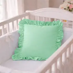 LILE - Cojín Decorativo para Cuna Bebé 144 Hilos con Boleros 40x40 cm