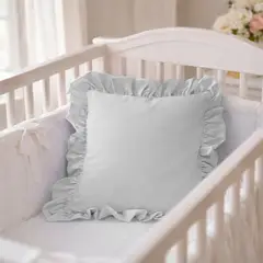 LILE - Cojín Decorativo para Cuna Bebé 144 Hilos con Boleros 40x40 cm