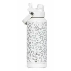 BUFFER FLASK - Termo Botella Buffer 1lt Tapa 2 en 1 Base Silicona - Blanco