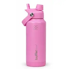 BUFFER FLASK - Termo Botella Buffer 1lt Tapa 2 en 1 Base Silicona - Fucsia