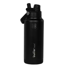 BUFFER FLASK - Termo Botella Buffer 1lt Tapa 2 en 1 Base Silicona - Negro