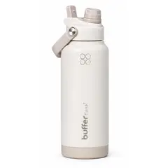 BUFFER FLASK - Termo Botella Buffer 1lt Tapa 2 en 1 Base Silicona - Beige
