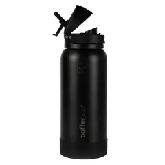 BUFFER FLASK - Termo Botella Buffer 1lt Tapa 2 en 1 Triple Aislamiento - Negro