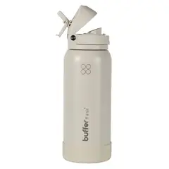 BUFFER FLASK - Termo Botella Buffer 1lt Tapa 2 en 1 Triple Aislamiento - Beige