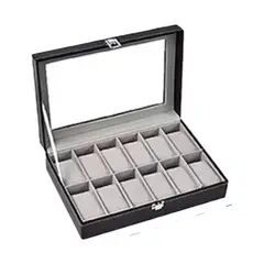 GENERICO - Organizador Estuche En Cuero Para 12 Relojes Gris