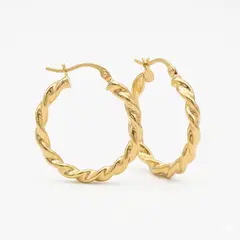 STAINLESS STEEL - Aretes Candongas Trenzadas 3 cm En Acero Inoxidable Elegante