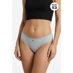 LILI PINK - Hipster en algodón en encaje paquete x3