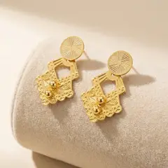 STAINLESS STEEL - Aretes Topos De Rombos En Acero Inoxidable Elegantes