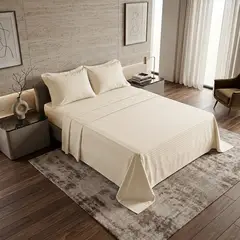 HOMETEX - SABANA SANTORINI BEIGE SEMI DOBLE