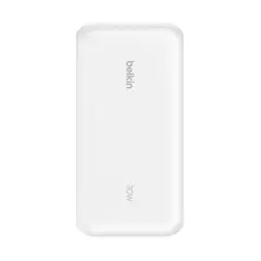 BELKIN - Batería externa - 20,000 mAh 30W con cable USB-C integrado - Blanco
