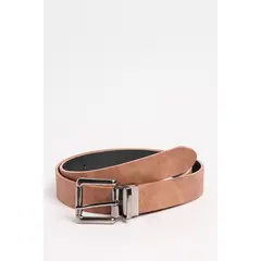 KOAJ - Cinturón reversible café claro con hebilla cuadrada Hombre