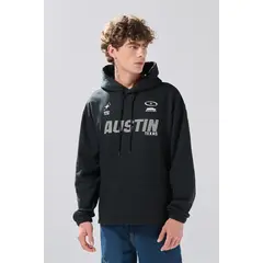 KOAJ - Buzo oversize negro perchado con capota y arte college Hombre