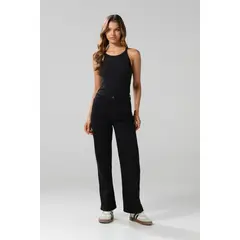 KOAJ - Jean straight leg bota recta negro con tiro alto Mujer