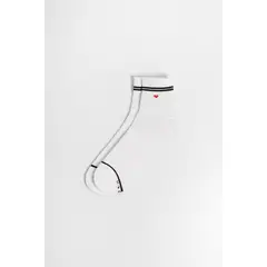 KOAJ - Medias cortas cremas con corazón rojo y rayas Mujer