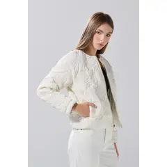KOAJ - Chaqueta acolchada bomber unicolor con diseños de flore Mujer