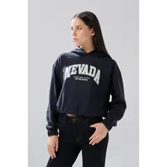 KOAJ - Buzo azul intenso college oversize perchado con capota Mujer