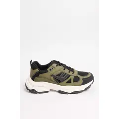 KOAJ - Tenis chunky deportivos en color negro con verde oliva. Hombre
