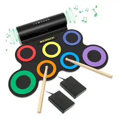 GENERICO - Bateria Electrónica Flexible Plegable Niños 7 Paneles Con Pedales