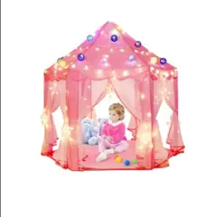 GENERICO - Carpa Castillo Princesa Princess Niña Casa Jardin Patio Con Luces Color Rosa