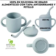 GENERICO - SET DE SILICONA PARA BEBE COLOR AZUL