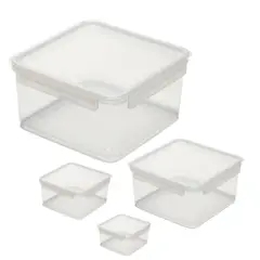 BUFFER FLASK - Set x4 Recipientes Herméticos Con Tapa Para Alimentos Diferentes Tamaños
