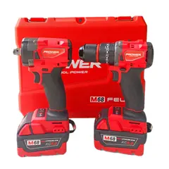 GENERICO - COMBO TALADRO PERCUTOR Y LLAVE DE IMPACTO PROTOOL PROWER TAPI68R 68V ROJO