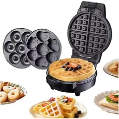 GENERICO - Waflera 3 En 1 Maquina De Donas Waffles Y Cupcakes Placas