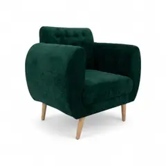 ACQUA MUEBLERIA - Poltrona Praga en Tela Verde 80x80x65cm + Patas en Madera Pino