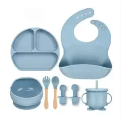 GENERICO - Kit Alimentación Bebe Niño Vajilla En Silicona 8 Piezas