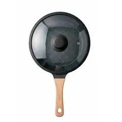 GENERICO - Sarten Antiadherente Granito 28cm Con Tapa Mango Madera