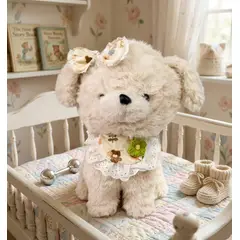 INFANTILES CAJUROMIX - Peluche Suave Y Peludo Tipo Perrito Florecita