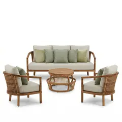 GENERICO - Sala Esparta - 4 piezas Premium en Madera y Fibra Natural