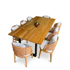 GENERICO - Comedor Aries - 8 Puestos Premium en Madera y Fibra Natural