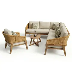 GENERICO - Sala Mandarina en L - 6 puestos en Madera y Mamure Natural