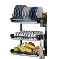 GENERICO - Organizador Escurridor de Loza para Pared de Tres Niveles