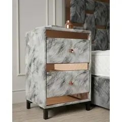 GENERICO - Mesa de Noche Tapizada Elegante con Espejos