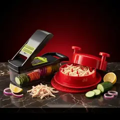 007PLUS - Combo Triturador de Carne Manual + Picador de Verduras en Taza