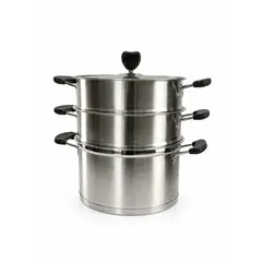 DECORIENTE - Vaporera De Acero Inoxidable De tres Capas SBDB15-Plateado