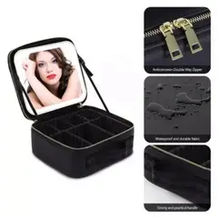 GENERICO - Estuche De Maquillaje Con Espejo Divisiones Luz Led 3 Modos