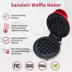 TECNOHOGAR JS - Mini Waflera Eléctrica Antiadherente Waffles 350w