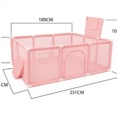 AMERICAN GENERICS - Corral de Juegos Rectangular Infantil con Aro de Baloncesto y Portería
