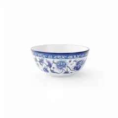 DECORIENTE - Bowl En Cerámica 20 cm Floral MT30817-27-AzulBlanco
